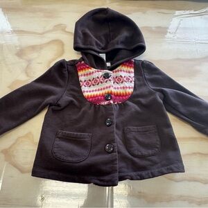 Janie and Jack Girls 12-18M Knit Cotton Button Jacket Cardigan Brown
